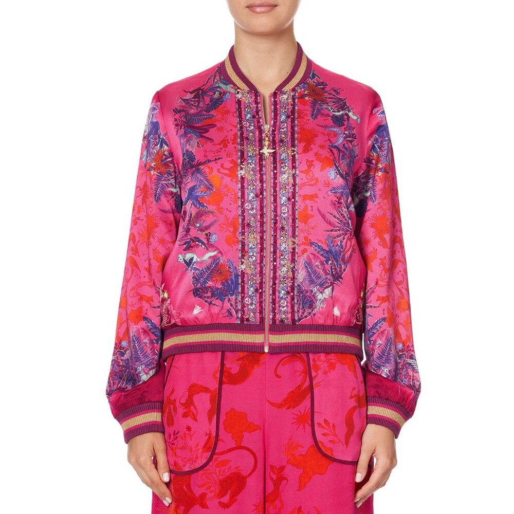 Camilla Tropic Of Neon Bomber Jacket Reversible Small b64E